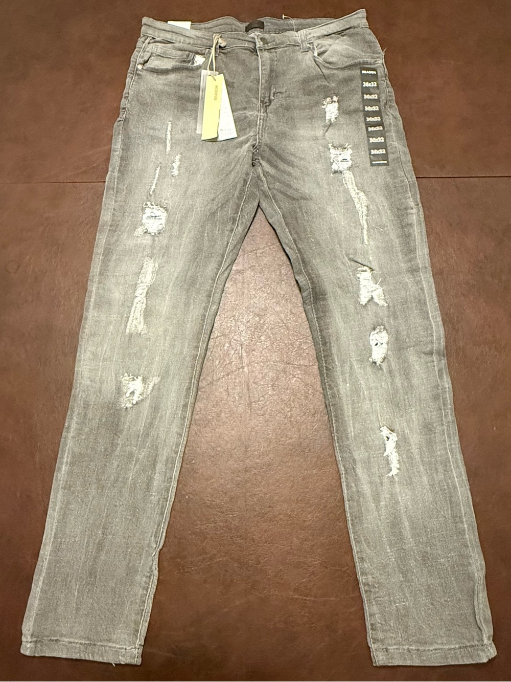 Reason Brand Mens 36x32 Gray Distressed Skinny Jeans NWT